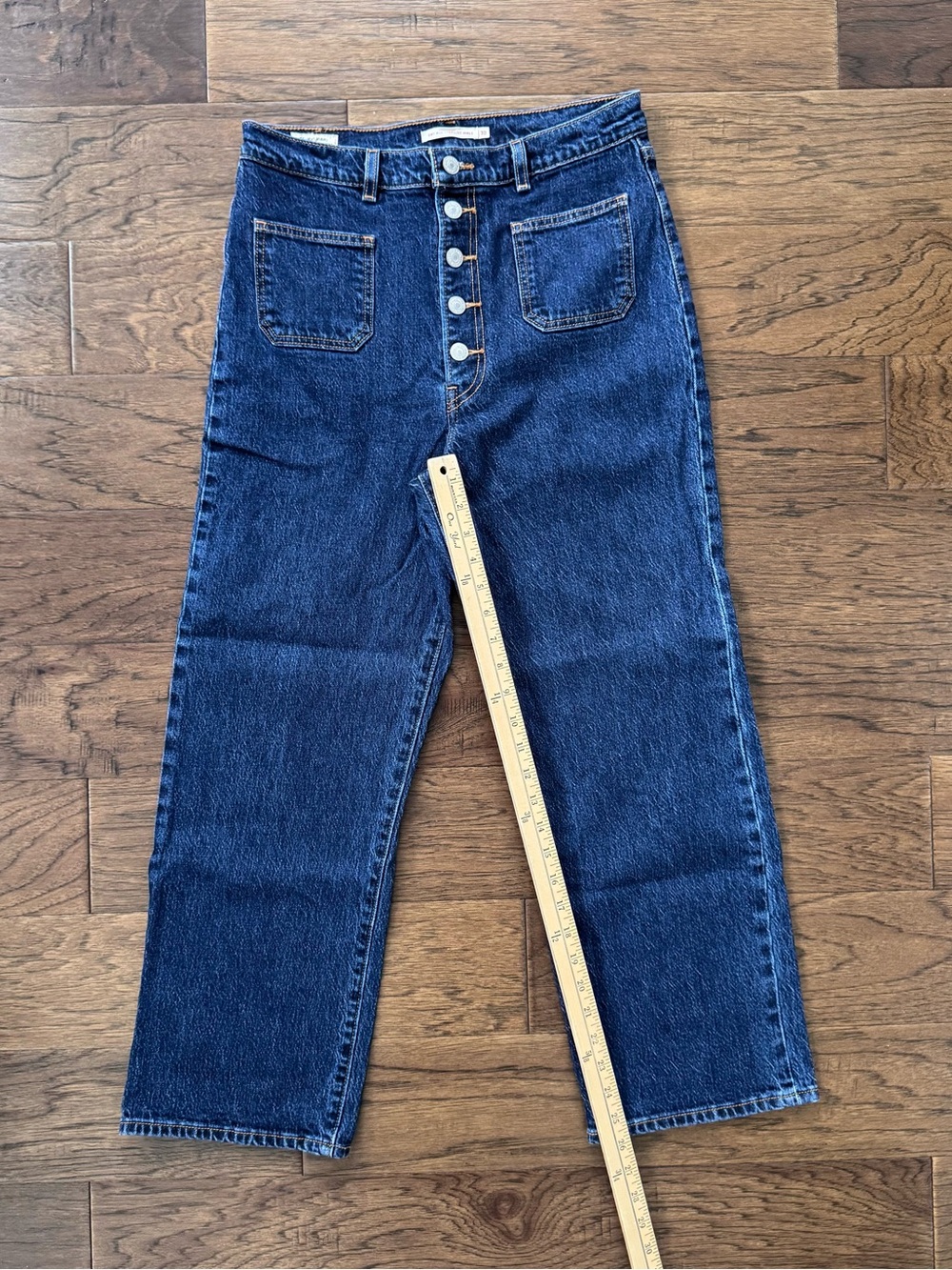 EUC Levis Ribcage Straight Patch Pocket Women's Jeans Size 30 Dark Wash - Picture 3 of 11